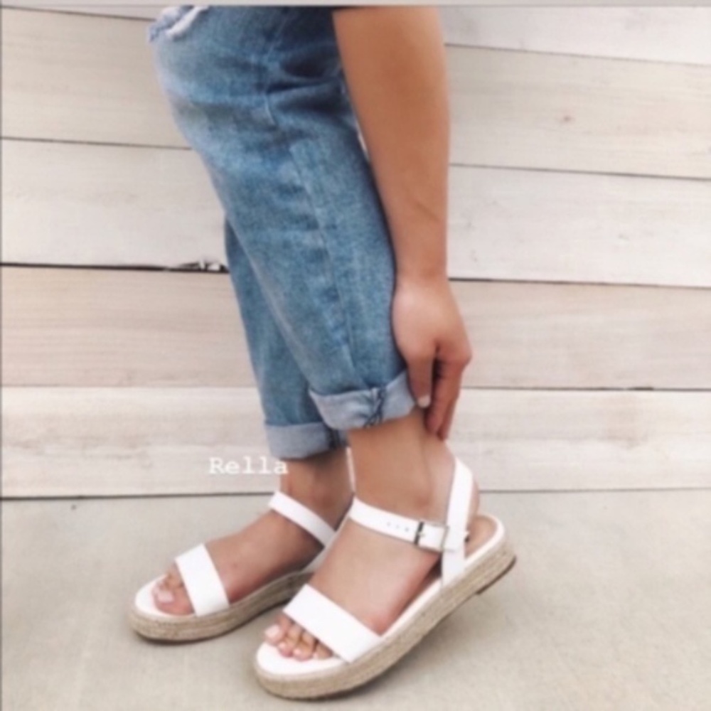 White Espadrille Flatform Sandal